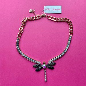 NWT Betsey Johnson Bug Collector Dragonfly Choker Necklace Gold